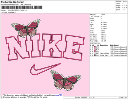 Nike Butterfly V3 Embroidery File 4 size