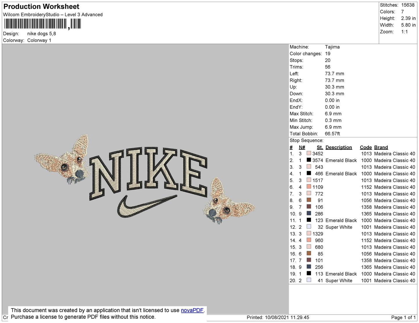 Nike Dogs Embroidery File 4 size