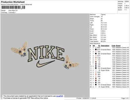 Nike Dogs Embroidery File 4 size