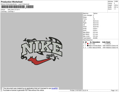 Nike Devil V2 Embroidery File 4 size