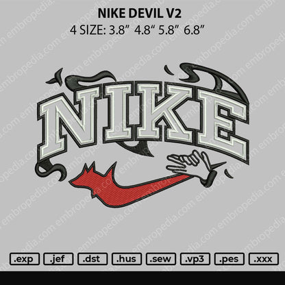 Nike Devil V2 Embroidery File 4 size
