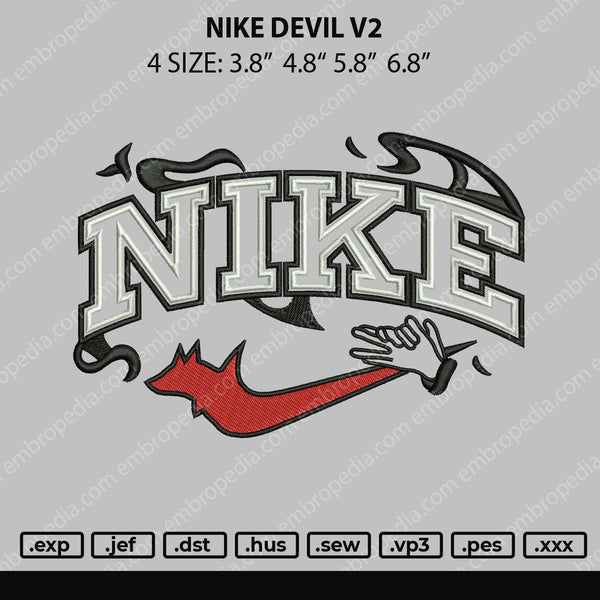 Nike Devil V2 Embroidery File 4 size