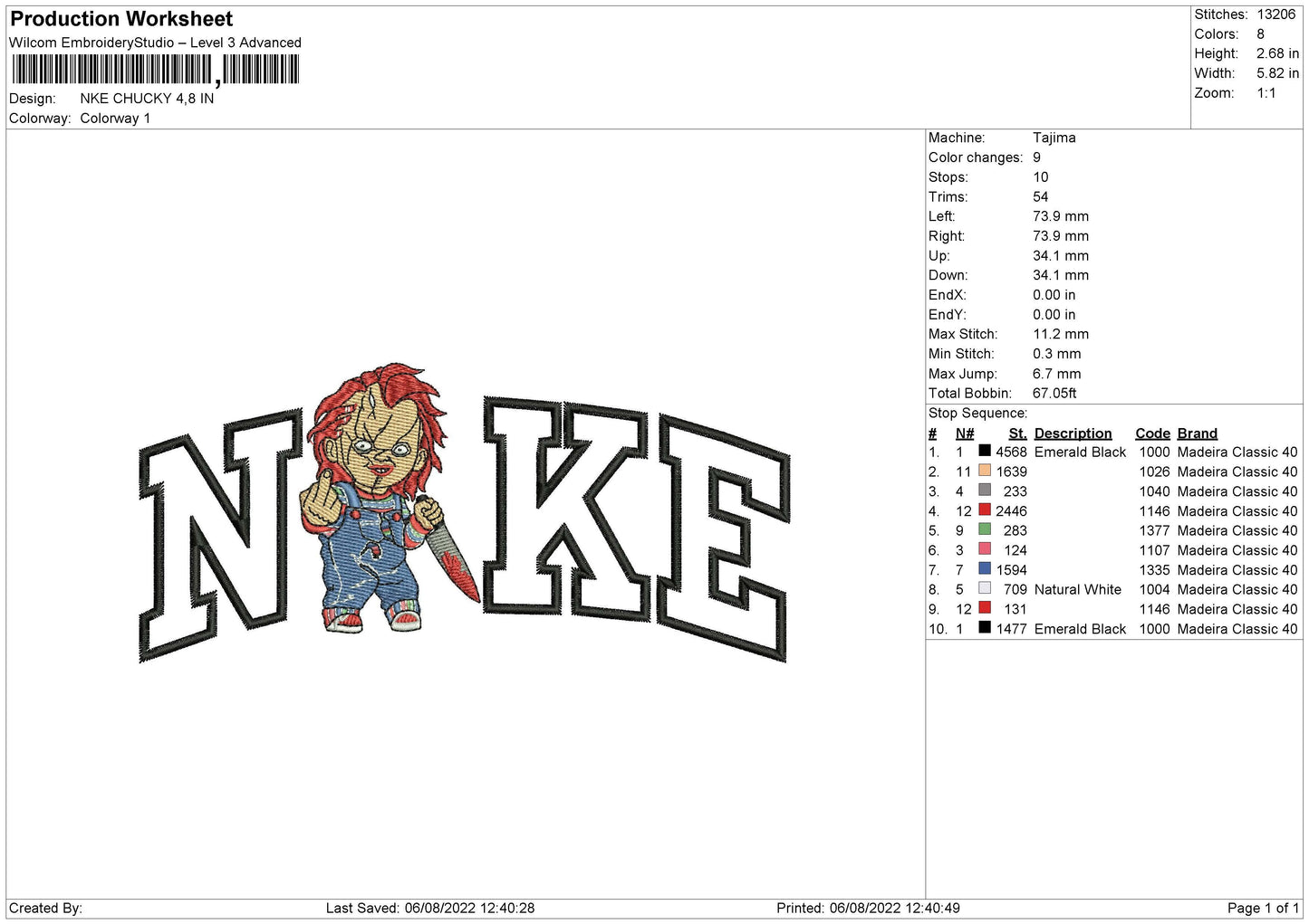Nike Chucky Embroidery File 6 sizes