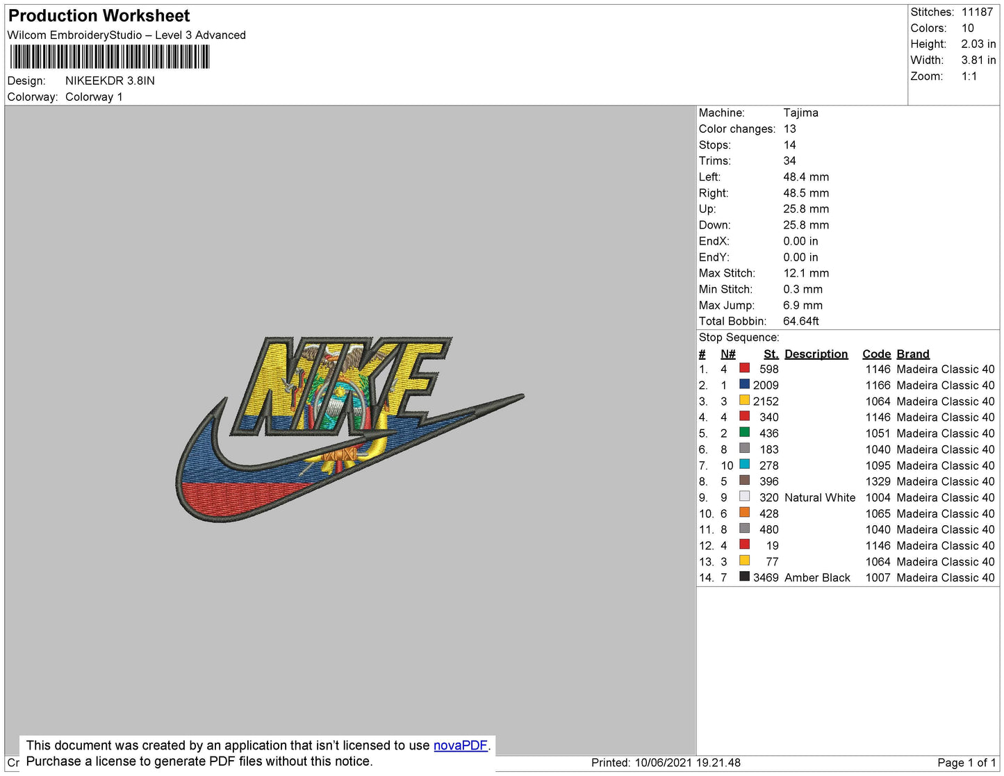Nike Ekuador Embroidery File 4 size