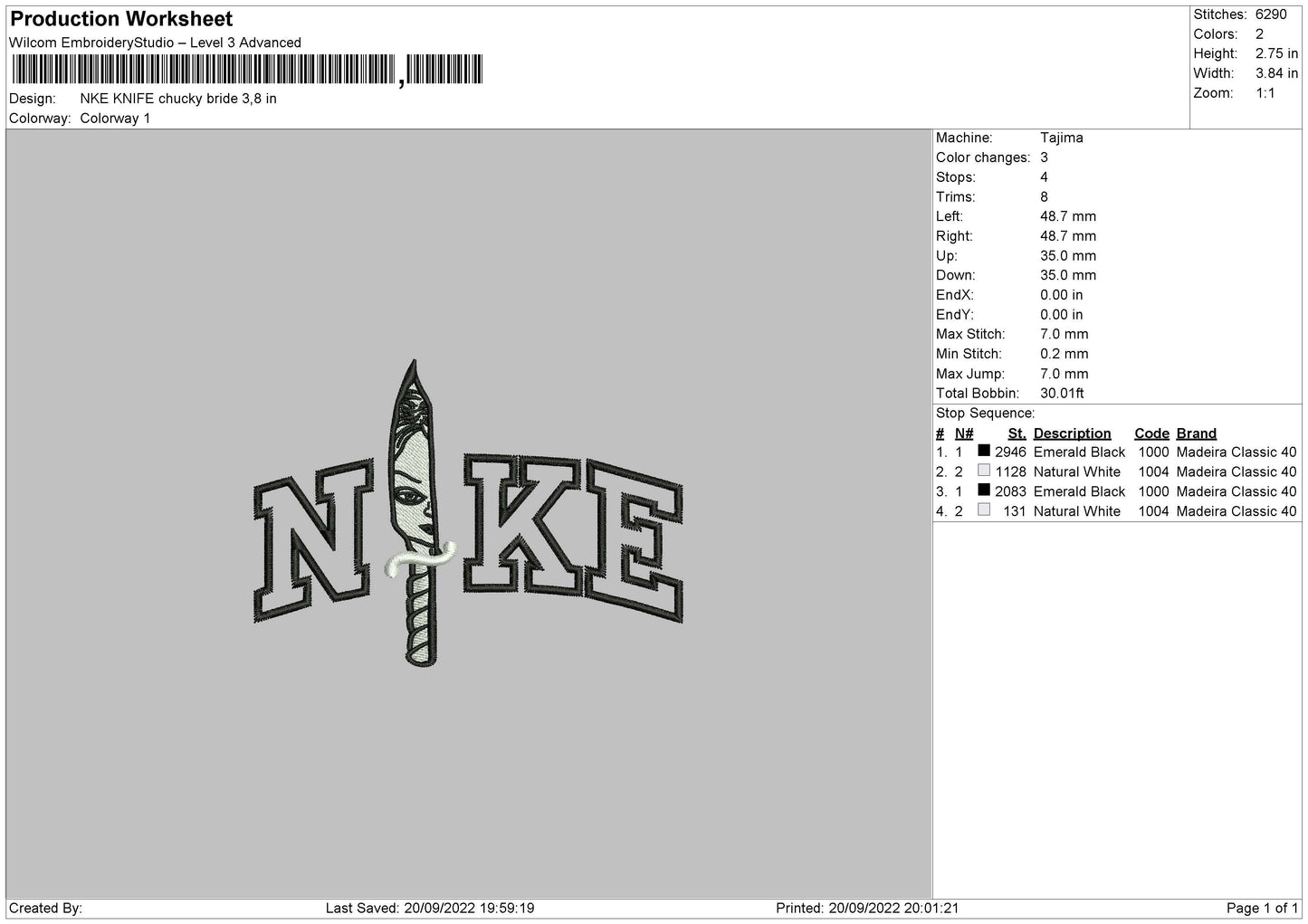 Nike Knife Embroidery File 6 sizes