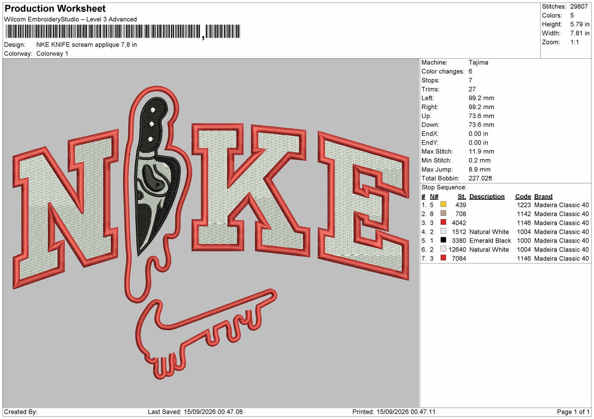 Nike Knife App Embroidery Machine Design File 6 sizes