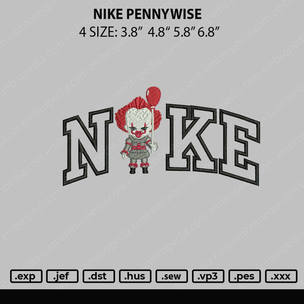 Nike Pennywise Embroidery File 4 sizes