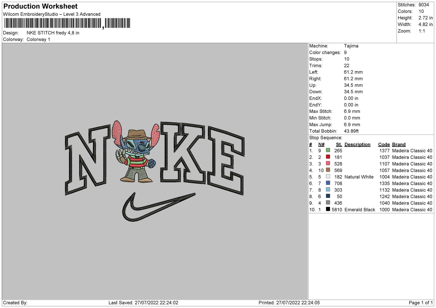 Nike Stitch Fredy Embroidery File 4 sizes