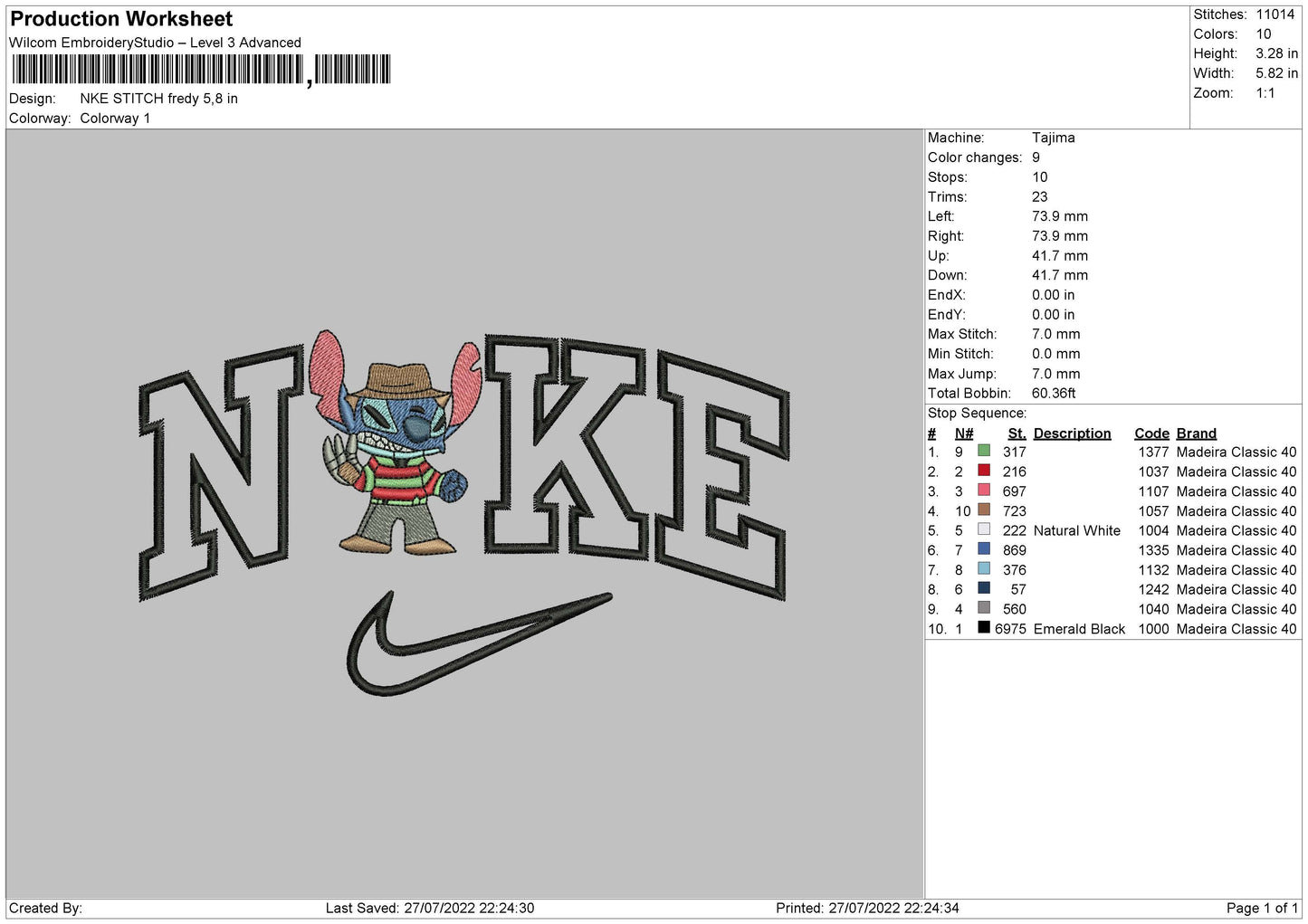 Nike Stitch Fredy Embroidery File 4 sizes