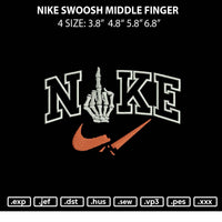Nike Swoosh Middle Finger Embroidery File 4 sizes