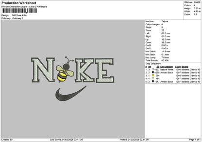 Nike Bee 0102 Embroidery File 6 sizes