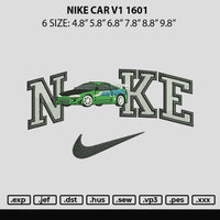 Nike Car v1 1601 Embroidery File 6 sizes