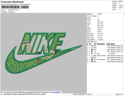 Nike Golf Embroidery File 4 size