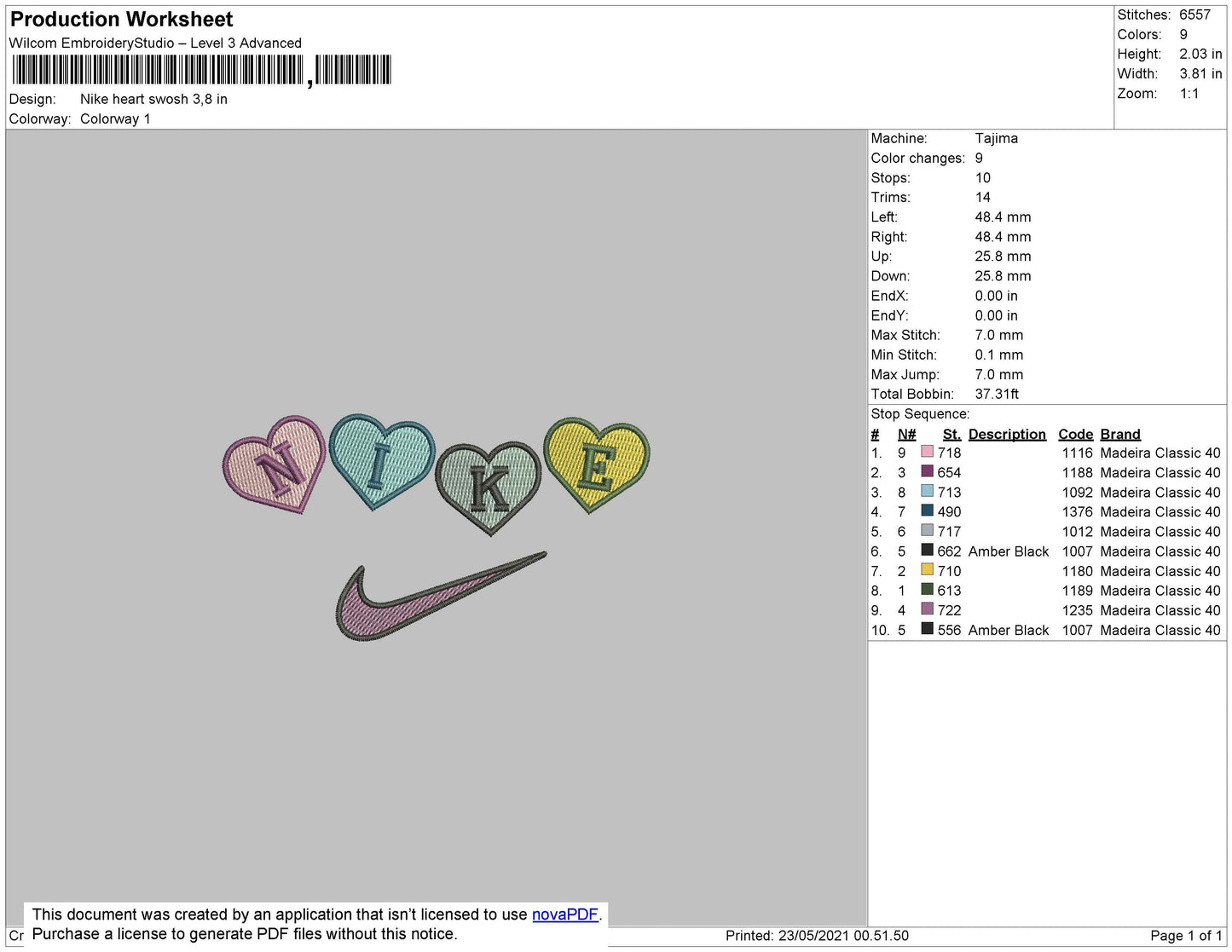 Nike Heart Swoosh Embroidery File 4 size