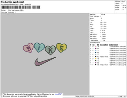 Nike Heart Swoosh Embroidery File 4 size