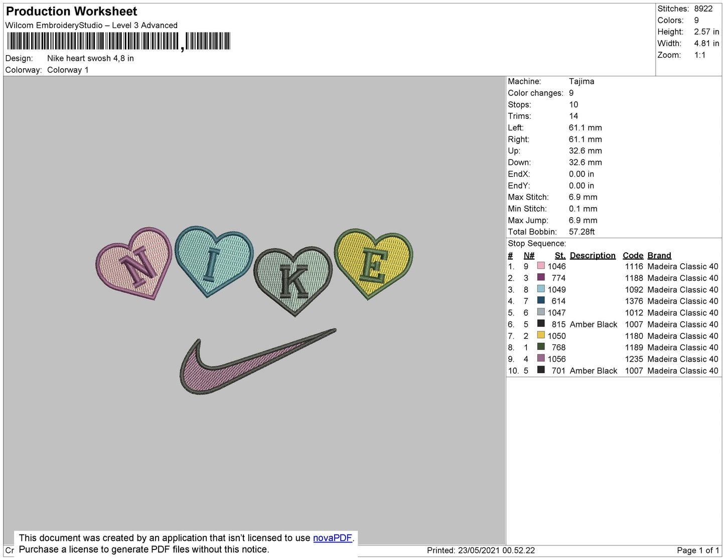 Nike Heart Swoosh Embroidery File 4 size