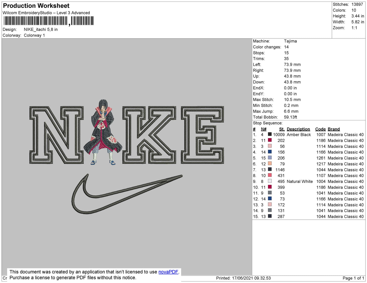 Nike Itachi Embroidery File 4 size