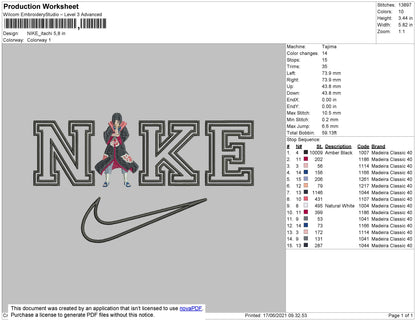 Nike Itachi Embroidery File 4 size