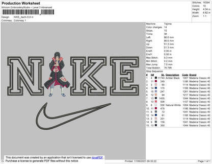Nike Itachi Embroidery File 4 size
