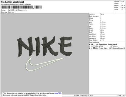 Nike Japan Font Embroidery File 4 size