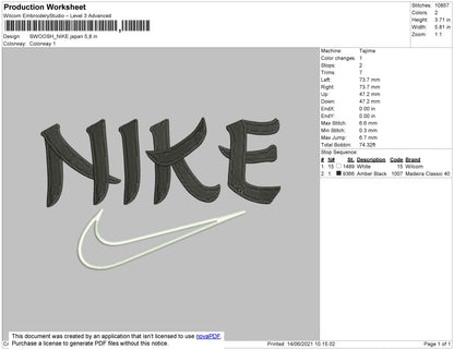 Nike Japan Font Embroidery File 4 size