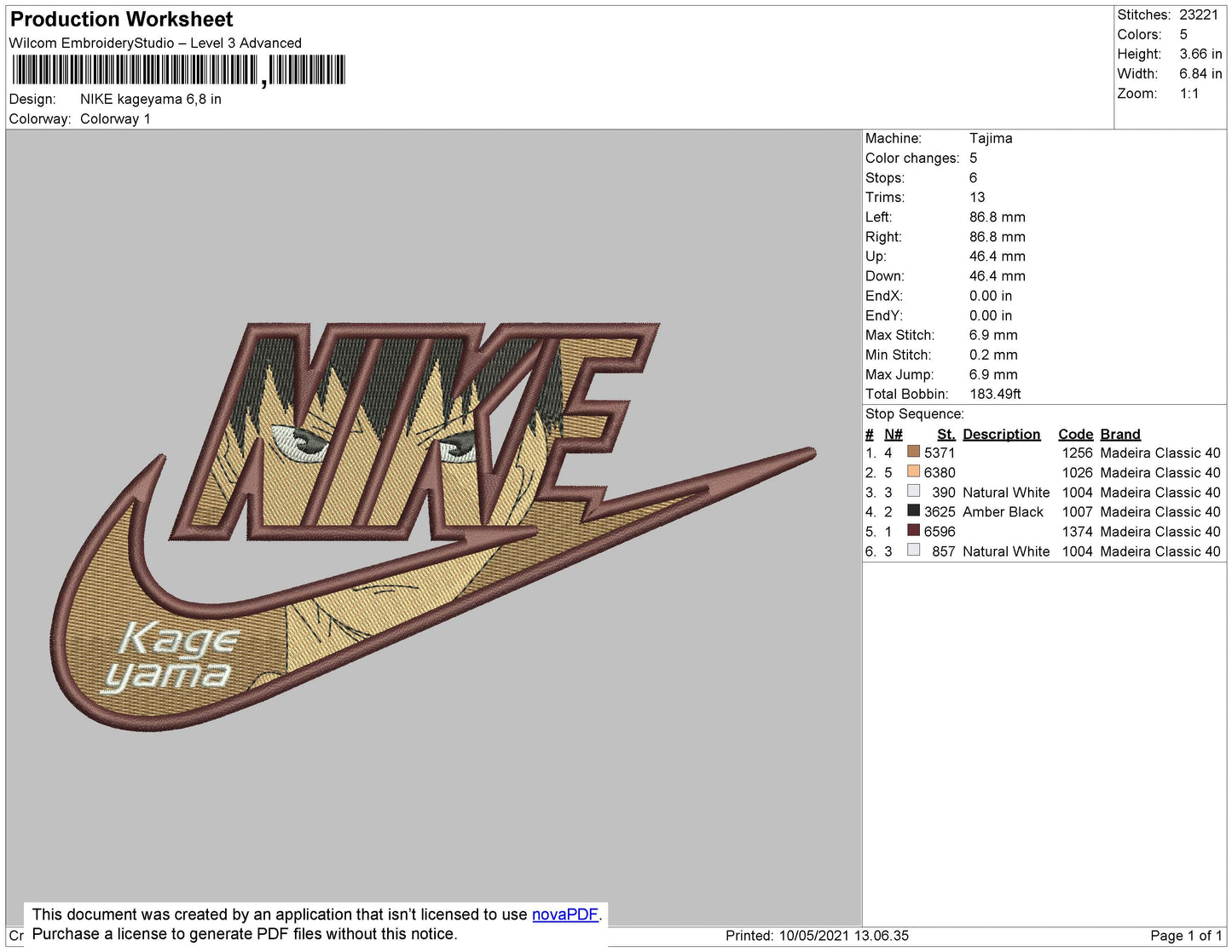 Nike Kageyama Embroidery File 4 size