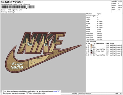 Nike Kageyama Embroidery File 4 size