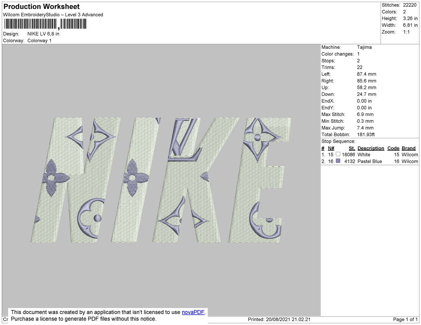 Nike Lv001 Embroidery File 4 size