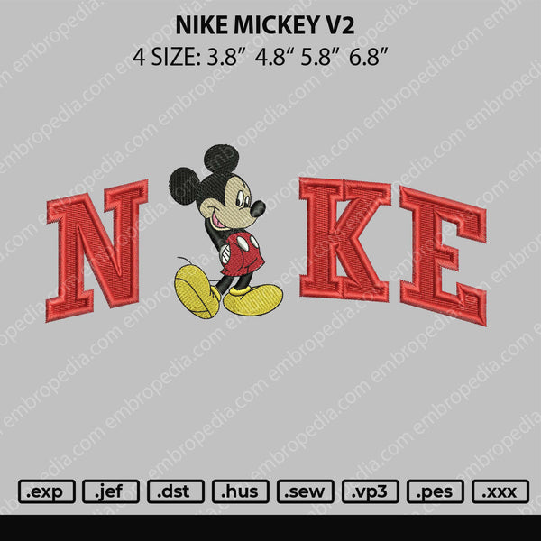 Nike Mickey V2 Embroidery File 4 size