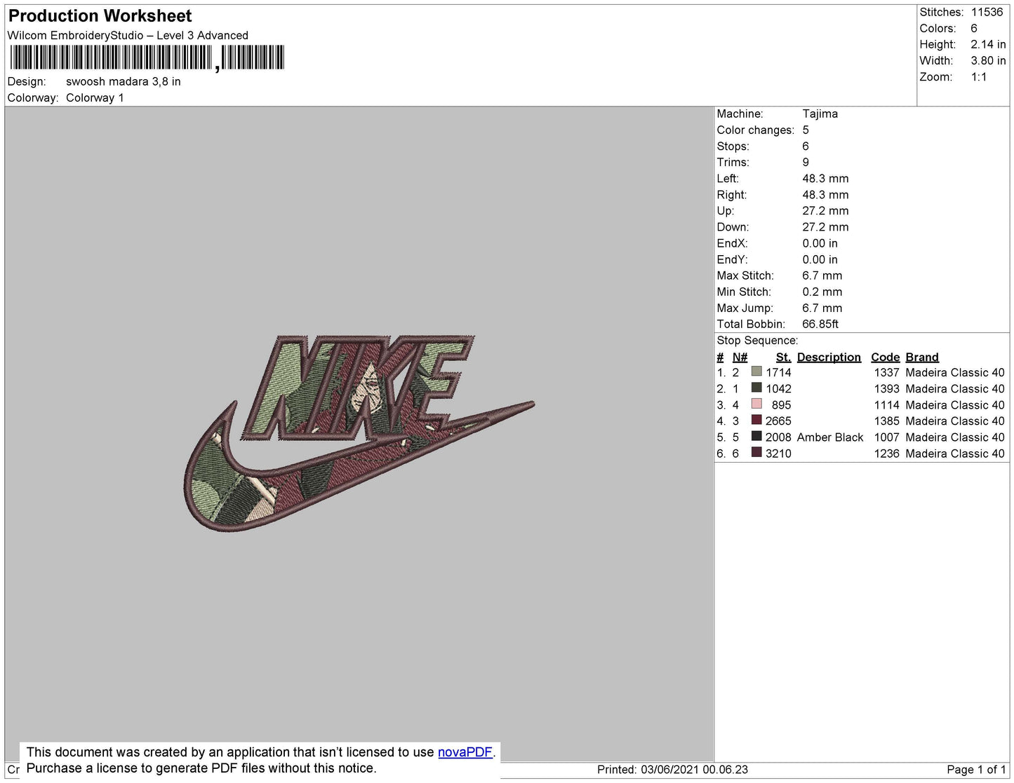 Nike Madara 02 Embroidery File 4 size