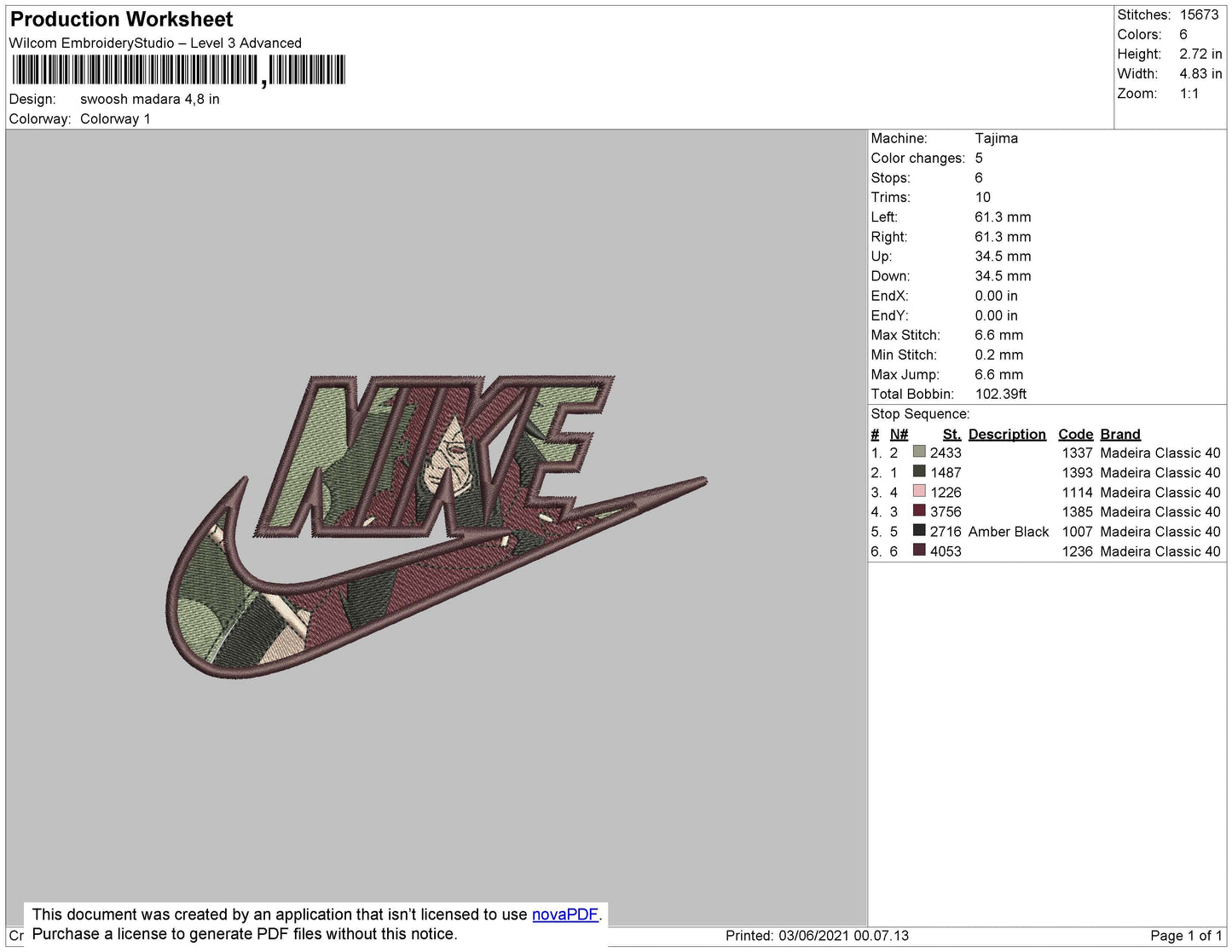 Nike Madara 02 Embroidery File 4 size