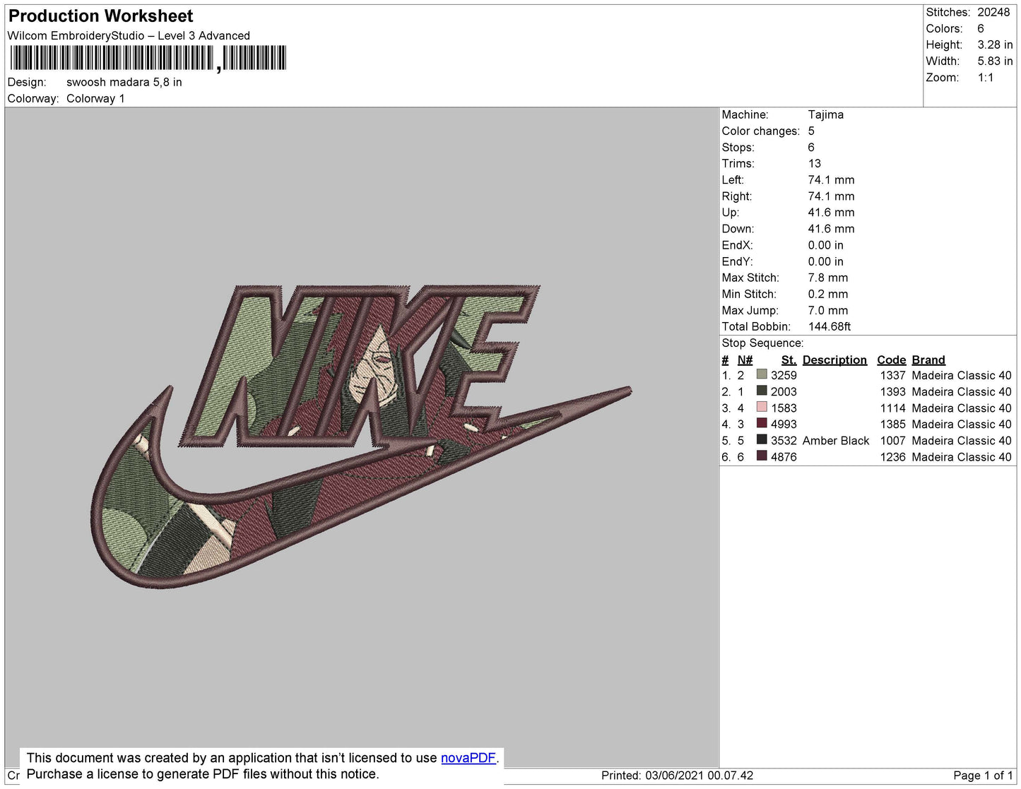 Nike Madara 02 Embroidery File 4 size