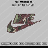Nike Madara 02 Embroidery File 4 size