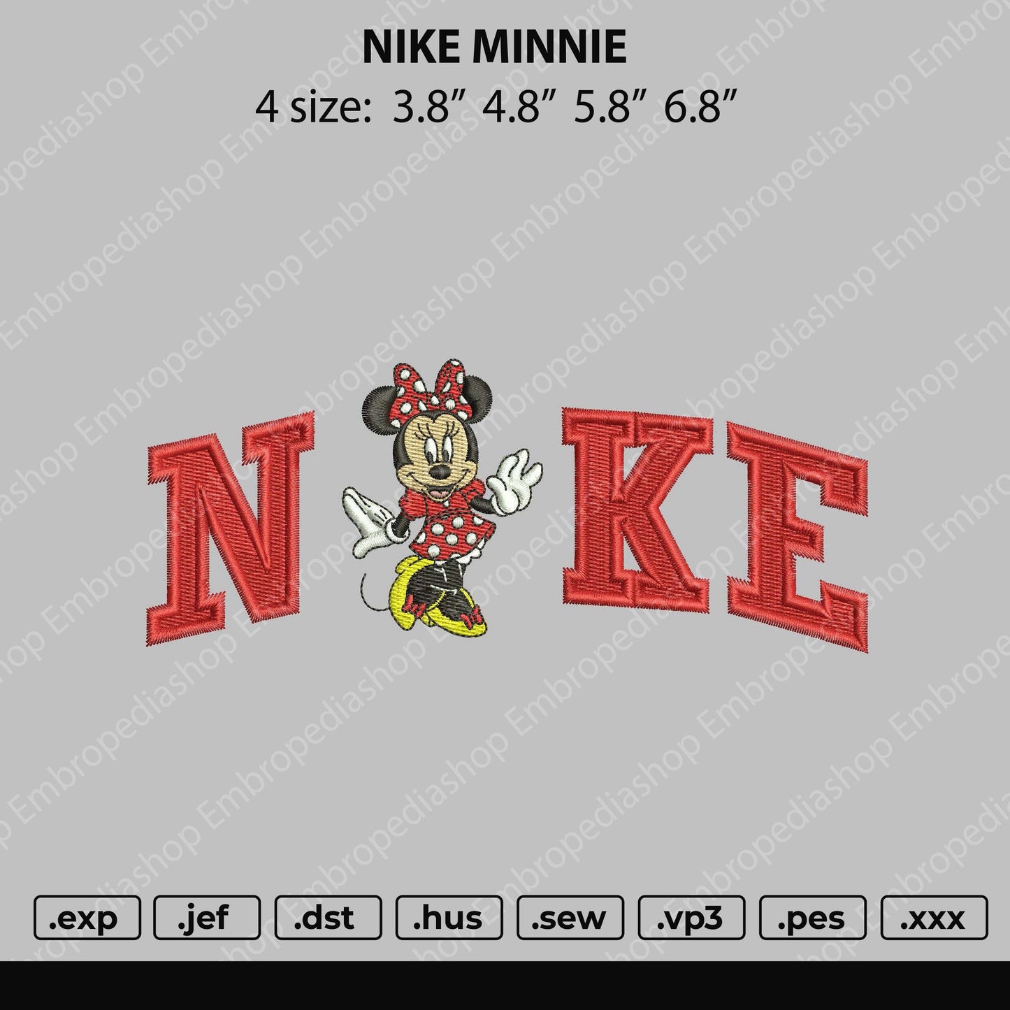 Nike Minnie Embroidery File 4 size