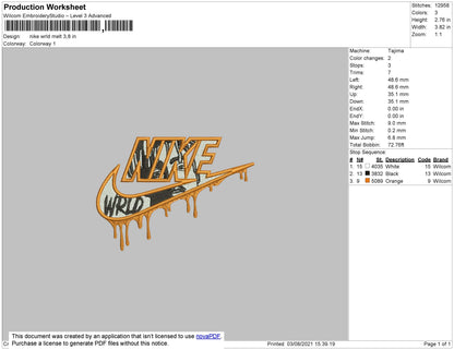 Nike Wrld Melt Embroidery File 4 size