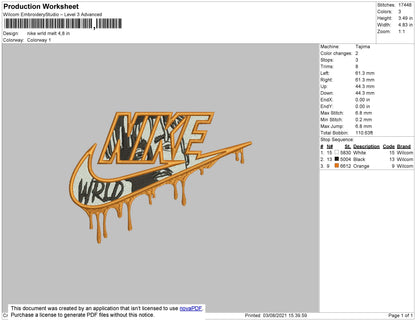 Nike Wrld Melt Embroidery File 4 size
