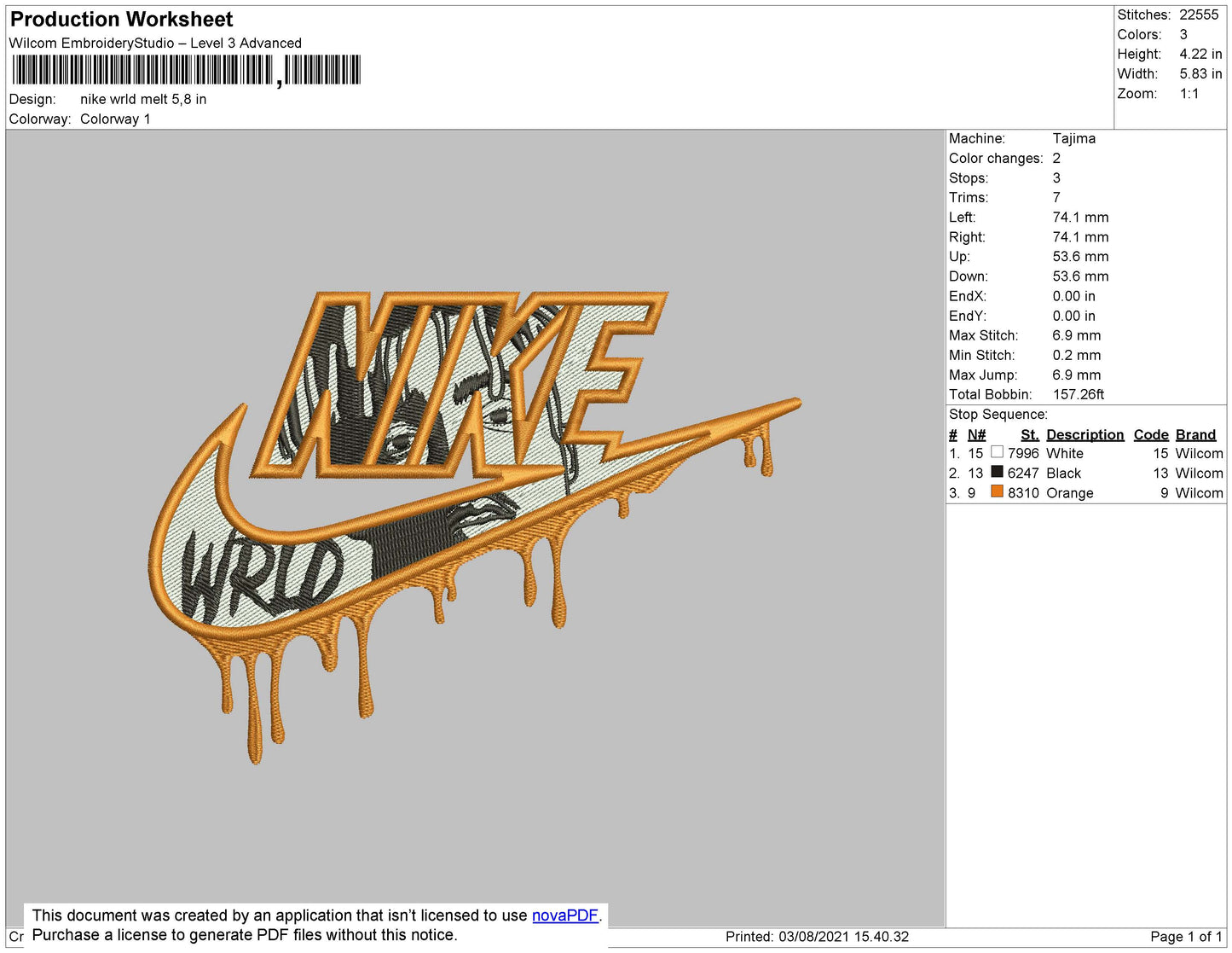 Nike Wrld Melt Embroidery File 4 size