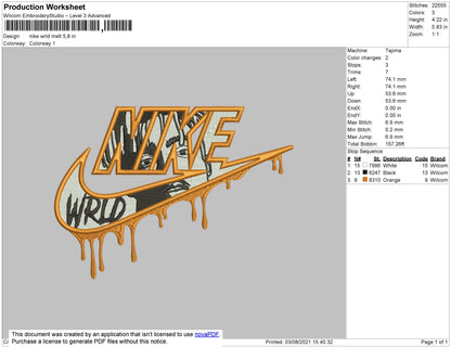 Nike Wrld Melt Embroidery File 4 size