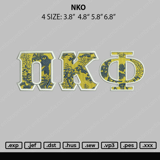 NKO Embroidery File 4 size