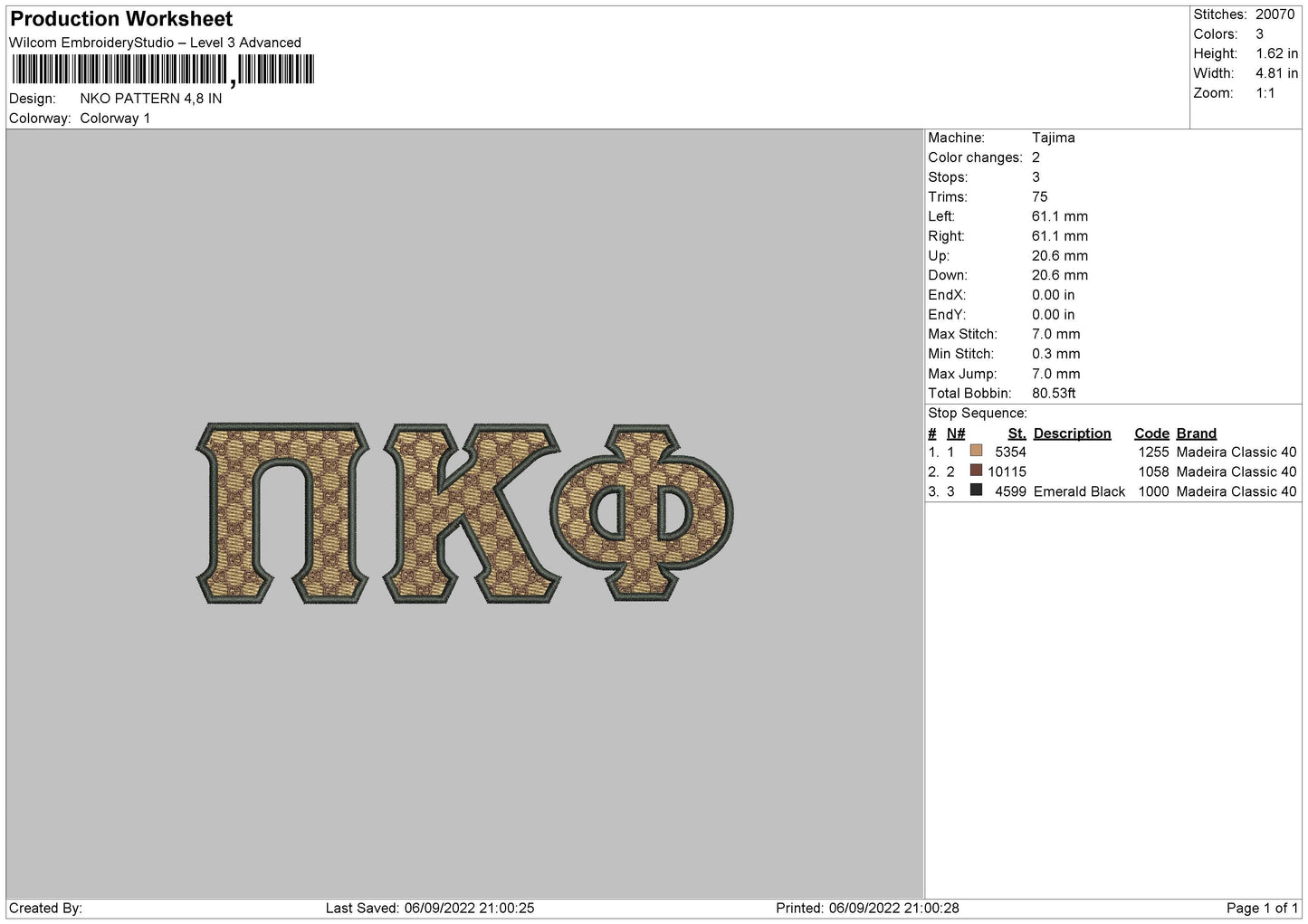 NKO Pattern 02 Embroidery File 5 sizes