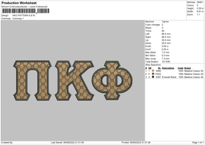 NKO Pattern 02 Embroidery File 5 sizes