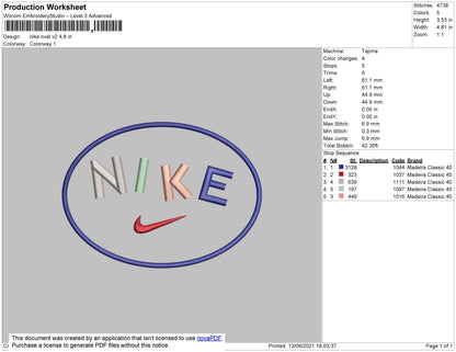 Nike Oval V2 Embroidery File 4 size