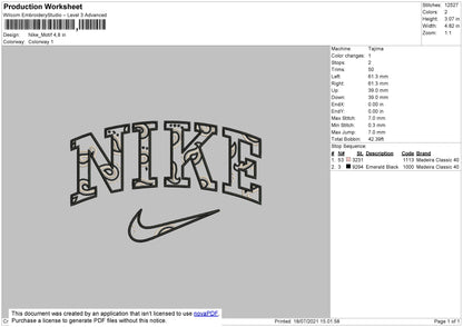 Nike Pattern Embroidery File 4 size