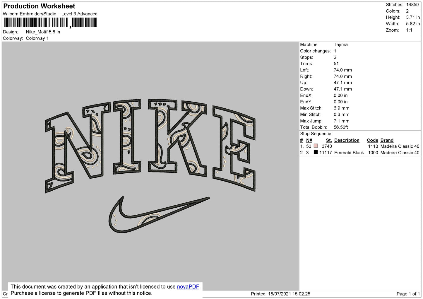 Nike Pattern Embroidery File 4 size