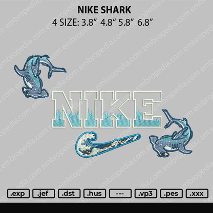 Nike Shark Embroidery File 4 size