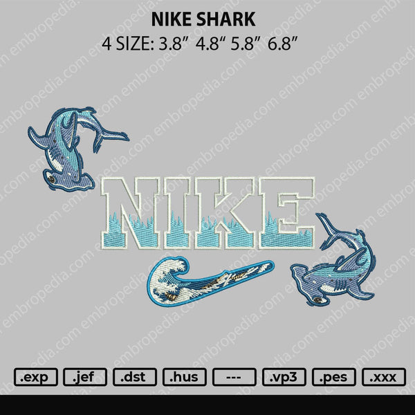 Nike Shark Embroidery File 4 size