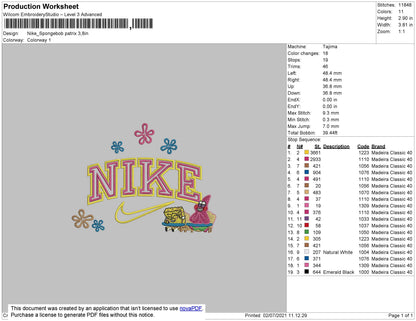Nike Spongebob Patrick Embroidery File 4 size