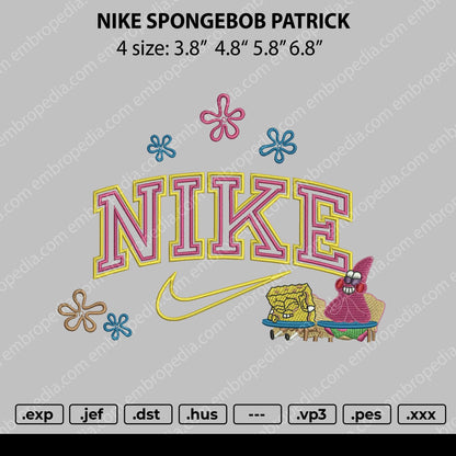 Nike Spongebob Patrick Embroidery File 4 size