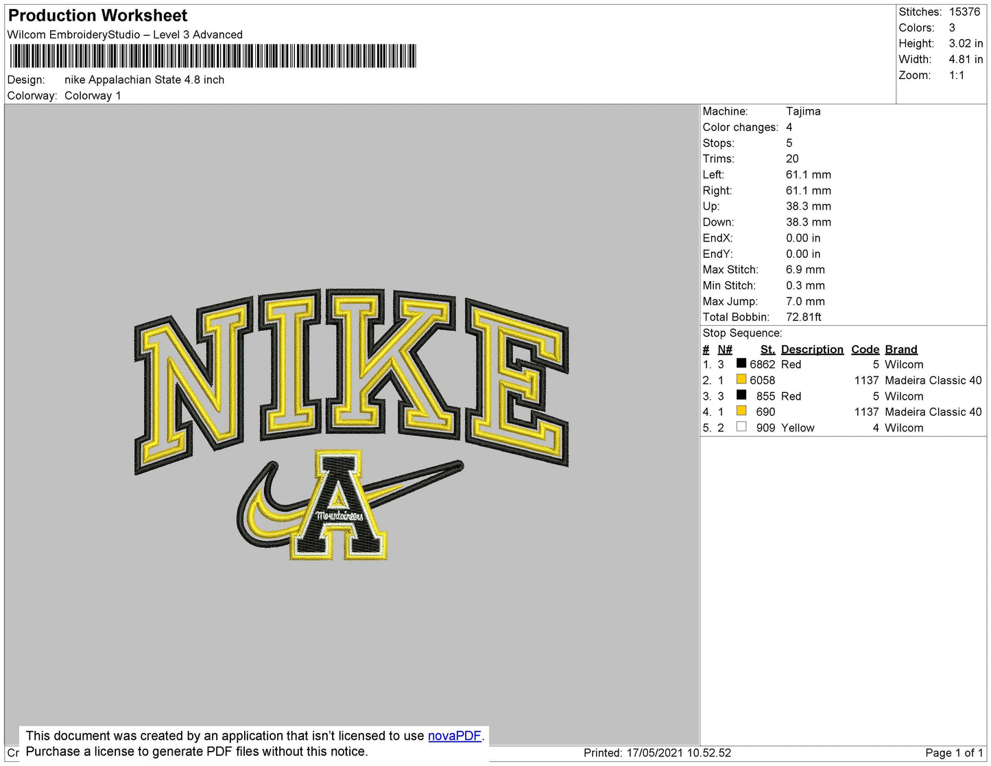 Nike Appalachian Embroidery File 4 size