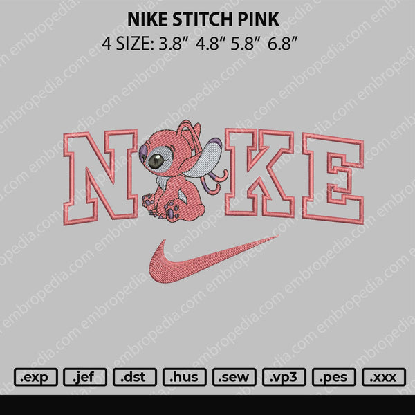 Nike Stitch Pink Embroidery File 4 size